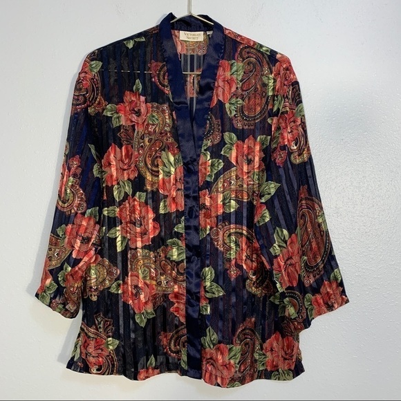 Victoria Secret Vintage Gold Label Floral Kimono Size S - Picture 2 of 5